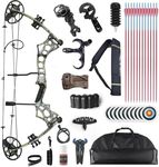 Compound Bow and Arrow Set for Adults Archery Shooting Bow Adjustable 30-65lbs Composite Bow Combination 19.5"-30" Draw Length Hunting Equipment