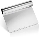 Dough Cutter and Scraper Tool Kitchen - Stainless Steel Scraper Icing Pastry Scraper for Baking Cake Decorating Bench Scraper Large Polished Vegetable Scraper with Measuring Scale for Pizza, Bread