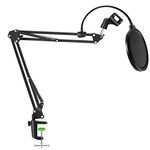 NEUMA Professional Microphone Stand with Pop Filter Heavy Duty Mic Microphone Suspension Scissor Arm Stand and Windscreen Mask Shield for Blue Yeti and Other Mic