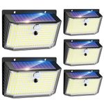 Kolpop 5 Pack Solar Security Lights Outdoor Motion Sensor, 208 LED Super Bright Solar Lights Outdoor Garden IP65 Waterproof, 3 Modes Solar Powered Wall Lights for Outside, Fence, Yard, Door, Garage