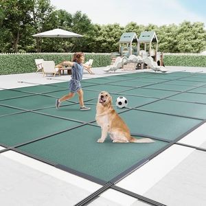 GarveeLife Winter Pool Safety Cover 20x40 Ft Rectangle for Inground, Pool Covers for Children/Pets Care with 500 LBS Weight Capacity, In Ground Cover with High Strength PP Material, Green