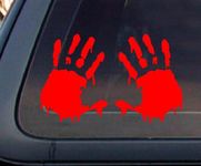 SET of 2: Sticker Bloody Zombie Hand Print Outbreak Car Sticker-Red