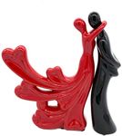 Xtore Passionate Lover Hugging Couple Figure | Beautiful Ceramic Home Decor Statue - (Set of 2, Red & Black)