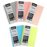 BRUSTRO Notes A5 Size,1 Subject Ruled Notebooks (Set of 5),80 sheets/160 Pages,70 GSM Ivory Paper, Caramel/Aqua/Lime/Blush/Slate Cover, Rounded Corners, Micro-Perforated Sheets with 1 PP Pocket