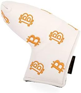 Bitcoin Golf Putter Cover for Blade Putters - Golf Headcovers for Club Protection - HODL 21 Golf Accessories (White)