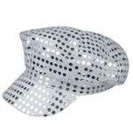 Navoys 70s Disco Hat - Silver Sequin Party Hats for Adults, Suitable for Eurovision Elton John and Abba Fancy Dress Costume, Unisex 70s Accessories for Women and Men