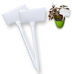 MEI Name Plate Sticks for Plants, Gardening Plant Name Tag I White Plastic T-Type Plant Shrub | Tree Seeds Tags | Markers Nursery | Garden Labels (Pack of 50, Small)