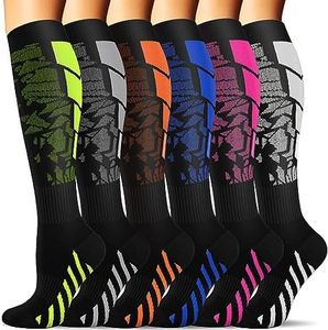 SunFeeling 6 Pairs Compression Socks for Women & Men Circulation - Best Support for Nurses,Running,Athletic,Sports