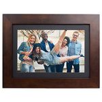 Brookstone PhotoShare 10.1” Smart Digital Picture Frame, Send Pics from Phone to Frames, WiFi, 8 GB, Holds 5,000+ Pics, HD Touchscreen, Premium Espresso Wood, Easy Setup, No Fees