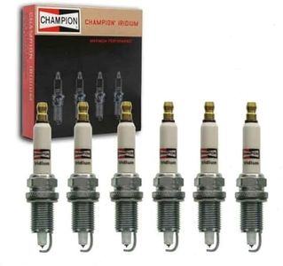 6 pc Champion Iridium Spark Plugs compatible with Jeep Wrangler 4.0L 4.2L L6 1987-2006