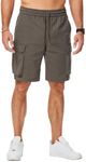 JMIERR Mens Casual Stretch Brown Cargo Shorts Drawstring Classic Loose Fit Big & Tall Summer Short with Pocket,US 42(3XL)