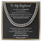 INIFIS To My Boyfriend Cuban Chain Necklace, Boyfriend Birthday Gift, Romantic Gift for Boyfriend, Unique Boyfriend Gift For Anniversary , Father's Day Gifts for Him, Christmas Valentines Thanksgiving Jewelry Gift for Men - #WS