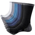 SockWaddles Mens Socks, Cushioned Sport Socks Anti Blister Wicking Breathable Cotton Socks, Unisex Crew Padded Athletic Socks for Walking Hiking Work Running Trainer Gym 5 Pairs Multicolor 9-11