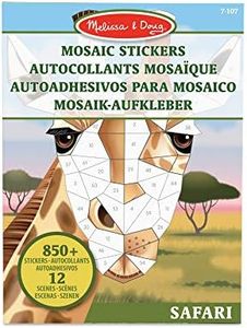 Melissa & Doug Blocs d'autocollants mosaïque - Safari, 12 scènes colorées à compléter avec plus de 850 autocollants, Livres d'activités, Loisirs créatifs pour filles et garçons, 3+