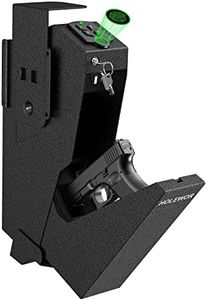 HOLEWOR Gun Safe, Biometric Gun Safe for Handgun Drop Down Pistol Safe Mounted Single Handgun Safe with Fingerprint, Passcode, Key Access for Nightstand, Desk, Bedside