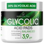 Glycolic Acid Resurfacing Pads for Face and Body - Exfoliating Facial Peel - Vitamins B5 C E, Green Tea - Dark Spot Blackhead Remover, Pore Minimizer Treatment – 60 Pre-Moistened Cotton Pads for Face Cleansing and Peeling