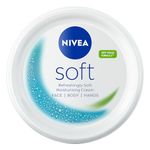 NIVEA Soft Moisturising Cream (500ml), 48H Face Moisturiser for Face, Body and Hands with Vitamin E and Jojoba Oil, Hand Lotion Moisturises Deeply, Vegan Formula Day Cream