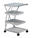 SD STUDIO DESIGNS Triflex Mobile Storage Taboret for Arts and Crafts, Tempered Steel, Silver/Blue Glass, 18.5" W x 16" D x 25.5" H