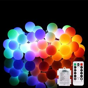 Globe String Lights Fairy Lights, 33ft 100LED String Lights with 8-Mode Remote Waterproof Indoor Outdoor Hanging Lights Decorative Christmas Lights for Party Patio Garden Wedding (33FT-Multicolor)