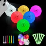 Glow in The Dark Golf Balls - Light Activated 6-Color LED Night Balls- with 12 Golf Tees and Storage Bag - Fun Night Golfing Gift for Men and Women-Backyard Putting Greens
