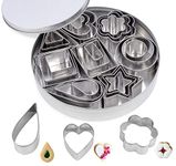 Cookie Cutters Set 24Pcs MINI Biscuit Pastry Cutters Stainless Steel Heart Star Circle Round Flower Shapes Pastry Baking Mould for Cookie Fondant Cake Decorating