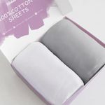 Next To Me Crib Sheets 83x50cm, 2 Pack of 100% Jersey Knit Cotton Crib Sheets Fitted, Compatible with Chicco Next to Me Crib & Tutti Bambini CoZee Co-sleeper, White & Grey