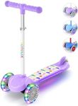 TONBUX 3 Wheel Tri Scooter, Easy Folding System, Height Adjustable Handlebars, Tilt To Turn Steering, Kids Aged 3+ Years (Purple)