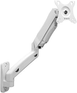 VIVO Height Adjustable Pneumatic Extended Arm Single Monitor Wall Mount, Full Motion Articulating, Fits 17 to 27 inch Screen, White, MOUNT-V001GW