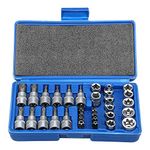 Uten 34pcs Torx Bit Socket Set 3/8" 1/4" T10-T60 Drive Star Sockets Set E4-E20 Socket Set Handheld Tool