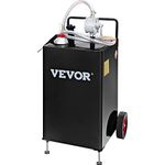 VEVOR Fuel Caddy, 30 Gallon Gas Storage Tank & 2 Wheels, with Manuel Transfer Pump, Gasoline Diesel Fuel Container for Cars, Lawn Mowers, ATVs, Boats, More, Black