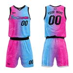 vients Custom Basketball Jersey Uniform for Men Women Adult Youth Print Name Number Logo (Hot Pink-Light Blue)