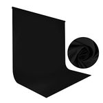 Black Backdrop Photography 1.5x2m/5x6.5ft, Bonvvie Solid Black Photo Video Background, Washable Muslin Background for Studio, Television, Zoom, YouTube, Online Meeting