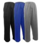 Andrew Scott Men's Pack of 3 Soft & Light 100% Cotton Drawstring Yoga Lounge & Sleep Pant, 3 Pack- Black/Denim/ Heather Gray, Medium