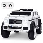 Costzon Ride on Car, Licensed Mercedes-Benz Maybach, 12V Battery Powered Vehicle Toy w/ 2 Motors, Remote Control, 3 Speeds, Lights, Horn, Music, Aux, Storage, Truck, Electric Car for Kids (White)