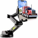 Truckules Truck Phone Holder Mount Heavy Duty Super Suction Cup, Cell Phone Holder for Truck Dashboard Windshield 16.9 inch Long Arm & Stable, Compatible with iPhone & Samsung, Black, Big Rig Truck