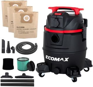 ECOMAX 2-in-1 Shop Vac & Dust Extractor with Power Tool Activation, 8 Gallon 6.5 HP Wet Dry Vacuum, HEPA Filter, Semi-auto Filter Clean & Anti-static Hose for Job Site Dust Collection