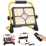 ERAY Rechargeable Work Light with Remote Control and Stand,15000mAh Battery 10000LM Worklight, Portable Solar Camping Lights, IP66 4 Lighting Modes Work Lights for Outdoor Emergency Car Repairing