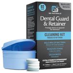 Retainer Cleanser Tablets and Soak Container - Universal No Mess Denture Cleaning Tablets and Denture Bath Case with Strainer - Multipurpose Denture Cup & Mouth Guard Cleaner for Stains Odor & Plaque
