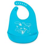 SYGA 1 Pcs Baby Bib Cute Cartoon Printing Waterproof Adjustable Silicone Bib Rice Pocket_Blue For 6 Months - 3 Years