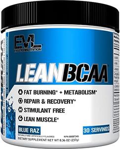 Evlution Nutrition LeanBCAA, BCAA’s, CLA and L-Carnitine, Stimulant-Free, Sugar and Gluten Free, 30 Servings (Blue Raz)