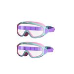 Proberos® Kids Swimming Goggles, Leakproof Big Frame Swim Goggles with Adjustable Strap, Anti-Fog UV Protection, Silicone Ear Plugs, Comfortable for Boys & Girls Ages 4-10, Premium Pink Design