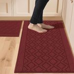 48x20 Inch/30X20 Inch Kitchen Rug Mats Made of 100% Polypropylene 2 Pieces Soft Kitchen Mat Specialized in Anti Slippery and Machine Washable,red
