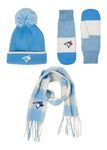 Gertex MLB Toronto Blue Jays Ladies Heavy Knit Toque for Cold Weather Winter Season (Blue Bundle 2 (Toque, Mittens, Blanket Scarf))
