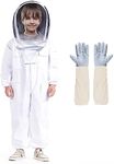 LONGADS Professional Bee Suit for Kid and Girl, Full Body Beekeeping Suit with Gloves & Protective Round Veil, Size Kid-M (Fits 3'4"-3'9") for Apiary & Backyard for Christmas