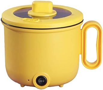 1.5L Coated Nonstick Electric Cooking Pot, Anti Scald Handle, Multifunction Electric Cooker Noodle Pot Ramen Cooker for Home, Dormitory, Party, Travel (Yellow Single Layer)