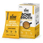 Bone Brewhouse - Chicken Bone Broth Protein Powder - Lemon Ginger Flavor - Keto & Paleo Friendly - Instant Soup Broth - 10g Protein - Natural Collagen, Gluten-Free & Dairy free - 5 Individual Packets
