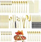 69 Piece Gold Silverware Set with S