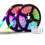 Sunboia Battery Powered RGB LED Strip Lights, 2Pack 3.28ft 30 LEDs 16 Color Changing Lights Strip with Dimmable LED Lights for Bedroom Outdoor RV Camping Awning Party Indoor Decoration