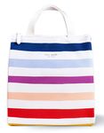 Kate Spade New York Portable Soft Cooler Lunch Bag with Silver Insulated Interior Lining and Storage Pocket, Candy Stripe