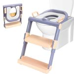 GOCART WITH G LOGO Baby Foldable Potty-Trainer Seat for Toilet Potty Stand with Ladder Step up Training Stool with Non-Slip Steps Ladder Adjustable Foldable for Boys Girls Toddlers Kids (PEACH)